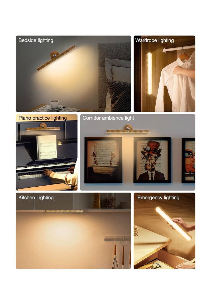Touch Control Magnet Bedside Lamp,Wood Color Grain Light Bar Wall Lamp, 360° Rotation Rechargeable Cordless for Living Room Bedroom - Image 5
