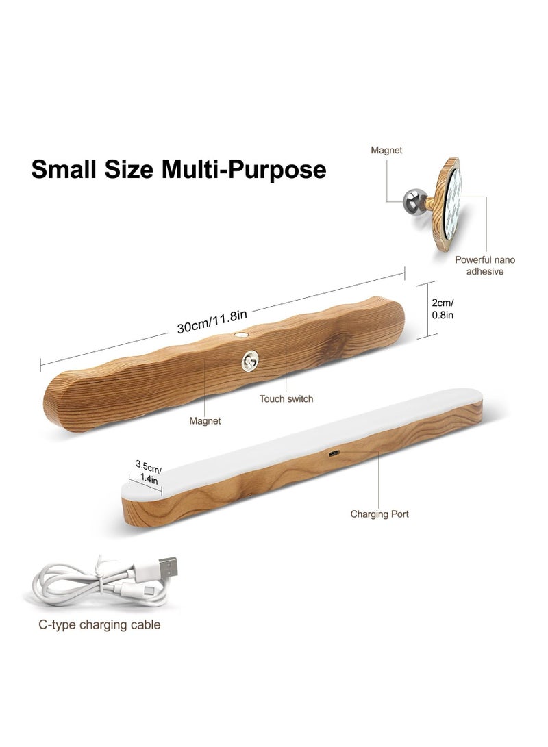 Touch Control Magnet Bedside Lamp,Wood Color Grain Light Bar Wall Lamp, 360° Rotation Rechargeable Cordless for Living Room Bedroom - Image 3