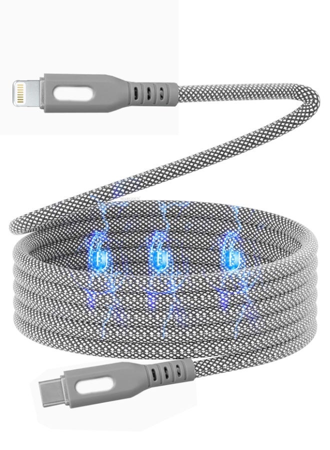Magnetic USB-C to Lightning Fast Charging Cable (1M) - PD 18W, Snap-On Design, MFi-Certified, Nylon-Braided - Image 2