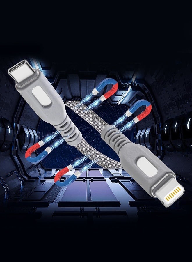 Magnetic USB-C to Lightning Fast Charging Cable (1M) - PD 18W, Snap-On Design, MFi-Certified, Nylon-Braided - Image 5