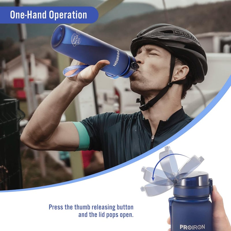PROIRON Water Bottle 0.5L/1L Leak-Proof Drink Bottle BPA Free USA Tritan Material Gym Bottle with Protein Shaker, Flip Top Lid & Removable Strainer for Fitness Cycling, Gym Camping Outdoor Sports - Image 2