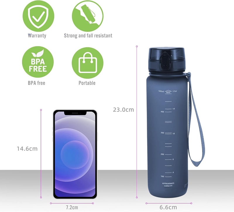PROIRON Water Bottle 0.5L/1L Leak-Proof Drink Bottle BPA Free USA Tritan Material Gym Bottle with Protein Shaker, Flip Top Lid & Removable Strainer for Fitness Cycling, Gym Camping Outdoor Sports - Image 5