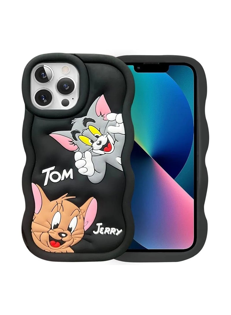 Raxoom For iPhone 14 Pro Max Cover Case with Camera Protection Cute 3D Soft Silicone Protective Design Back Cover Silicone Black  - Image 1
