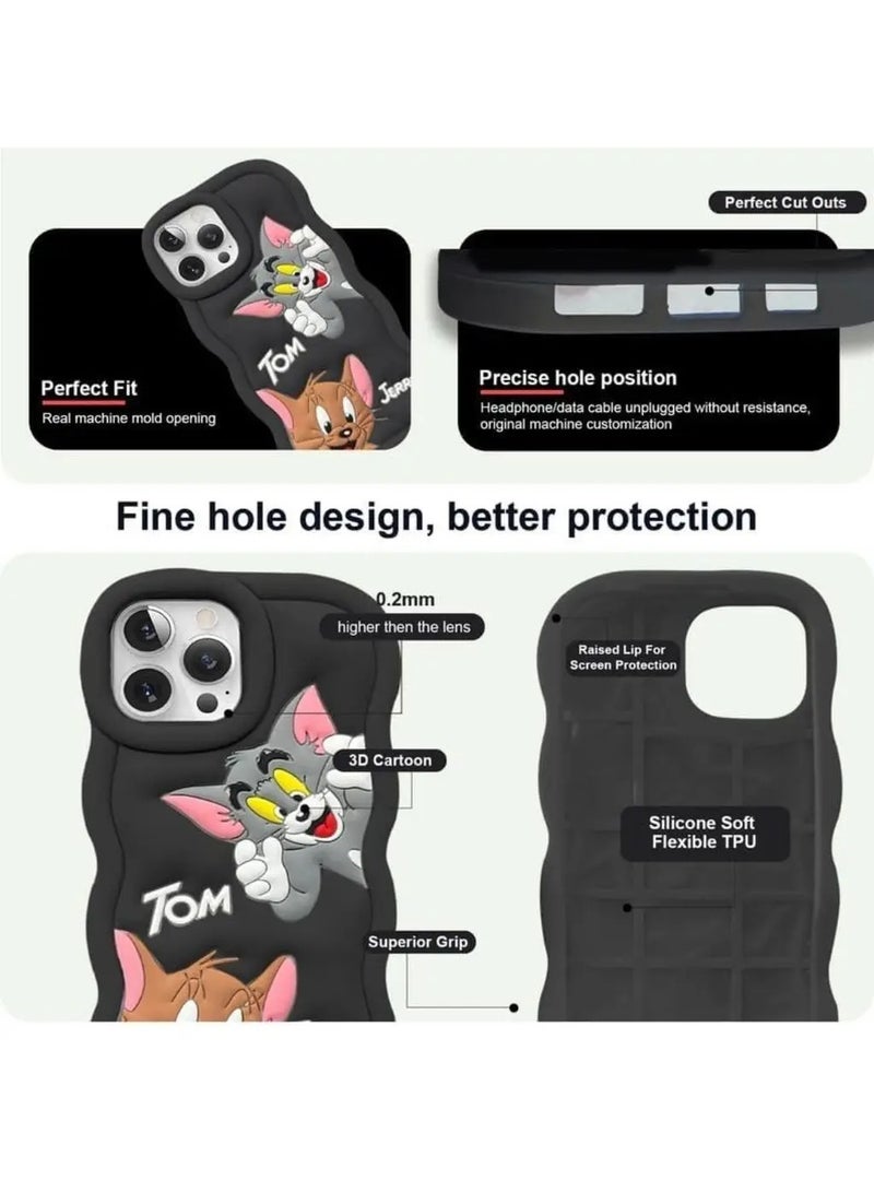 Raxoom For iPhone 14 Pro Max Cover Case with Camera Protection Cute 3D Soft Silicone Protective Design Back Cover Silicone Black  - Image 4