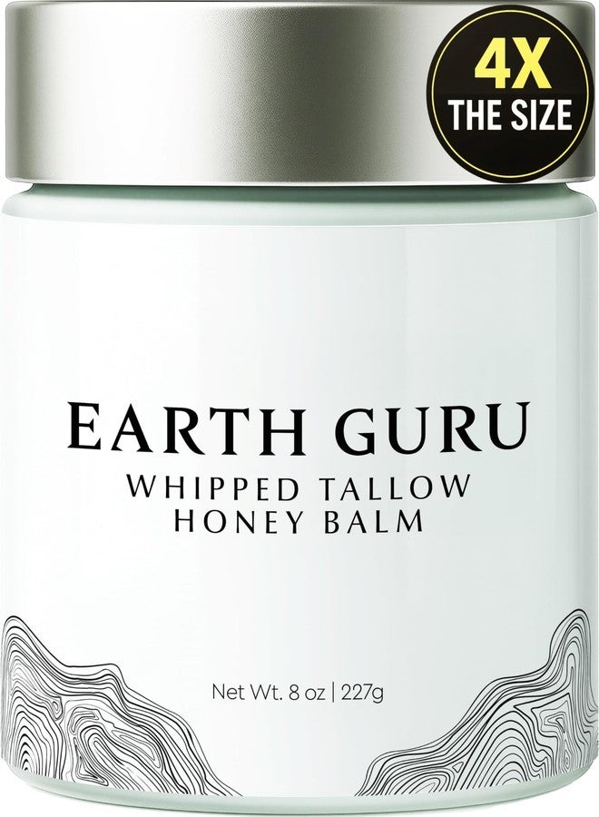 MalloMe Earth Guru XL 8 OZ Whipped Beef Tallow for Skin,100% Natural Beef Tallow and Honey Balm, Face Moisturizer & Body Lotion Cream, Grass-Fed & Finished, Sebo De Res Para La Cara, Organic Olive Oil, Manuka - Image 1