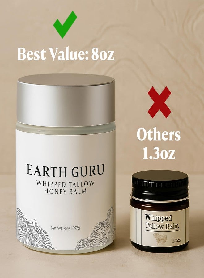 MalloMe Earth Guru XL 8 OZ Whipped Beef Tallow for Skin,100% Natural Beef Tallow and Honey Balm, Face Moisturizer & Body Lotion Cream, Grass-Fed & Finished, Sebo De Res Para La Cara, Organic Olive Oil, Manuka - Image 3