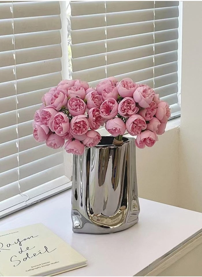 Kutis - 1-Bundle Artificial Little Rose Bouquet/Simulation Rose Bouquet Suitable for Home Living Room Bedroom Dining Room Party Decoration 30 cm - Image 1