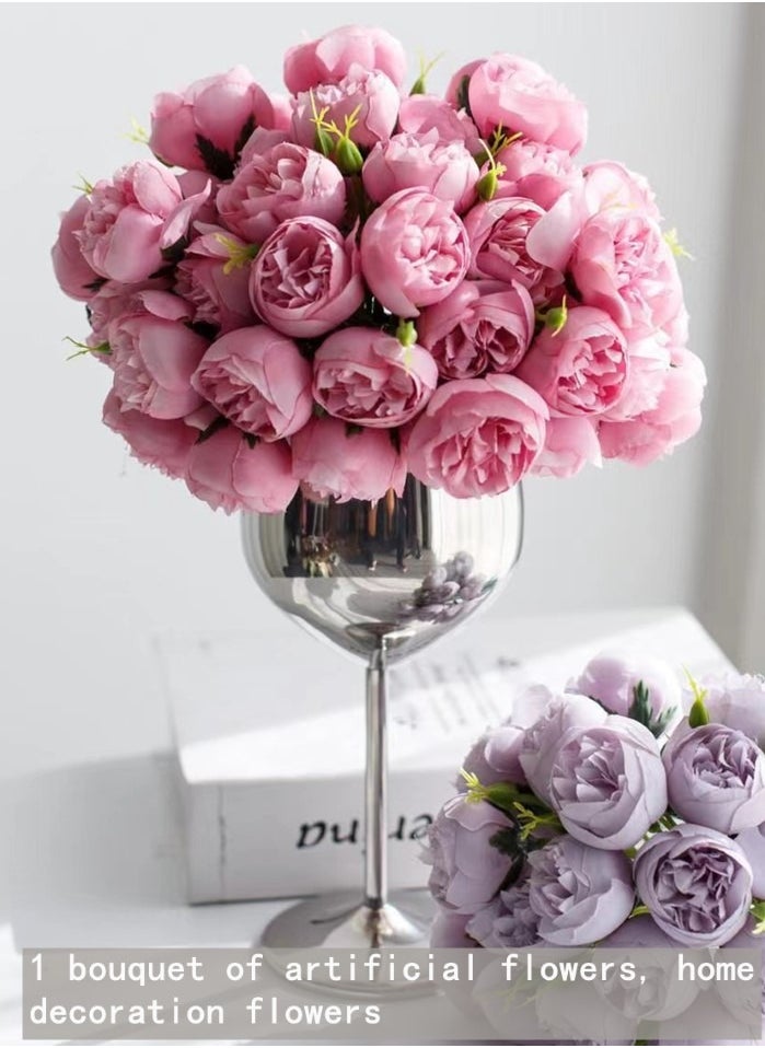 Kutis - 1-Bundle Artificial Little Rose Bouquet/Simulation Rose Bouquet Suitable for Home Living Room Bedroom Dining Room Party Decoration 30 cm - Image 1