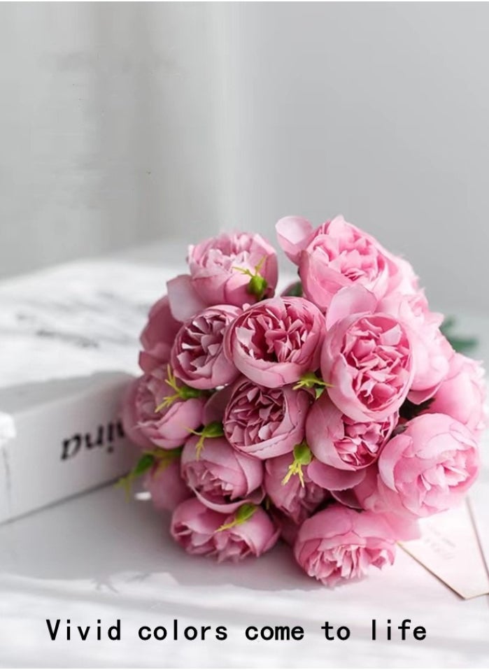 Kutis - 1-Bundle Artificial Little Rose Bouquet/Simulation Rose Bouquet Suitable for Home Living Room Bedroom Dining Room Party Decoration 30 cm - Image 1