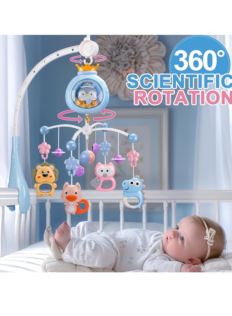 Baby Crib Mobile with Music and Lights, Mobile for Baby Crib with Rotation, oon and Star Projection, with remote control, Baby Crib Toys for Boys Girls (Blue) - Image 2