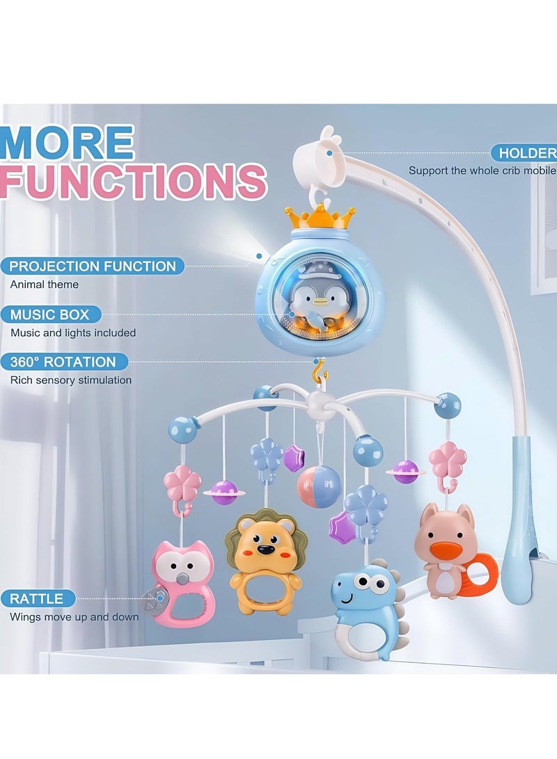 Baby Crib Mobile with Music and Lights, Mobile for Baby Crib with Rotation, oon and Star Projection, with remote control, Baby Crib Toys for Boys Girls (Blue) - Image 3