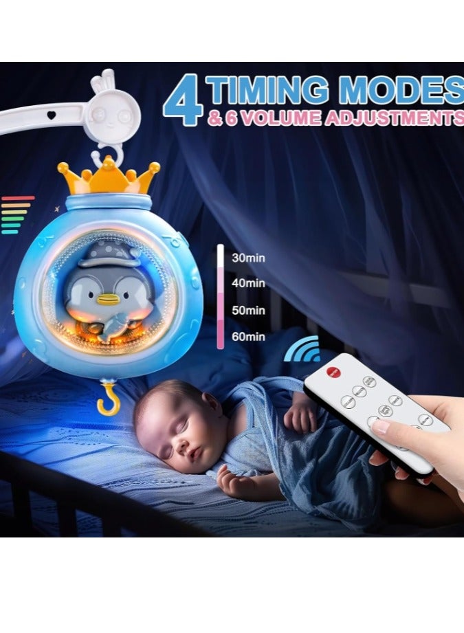 Baby Crib Mobile with Music and Lights, Mobile for Baby Crib with Rotation, oon and Star Projection, with remote control, Baby Crib Toys for Boys Girls (Blue)  - Image 5