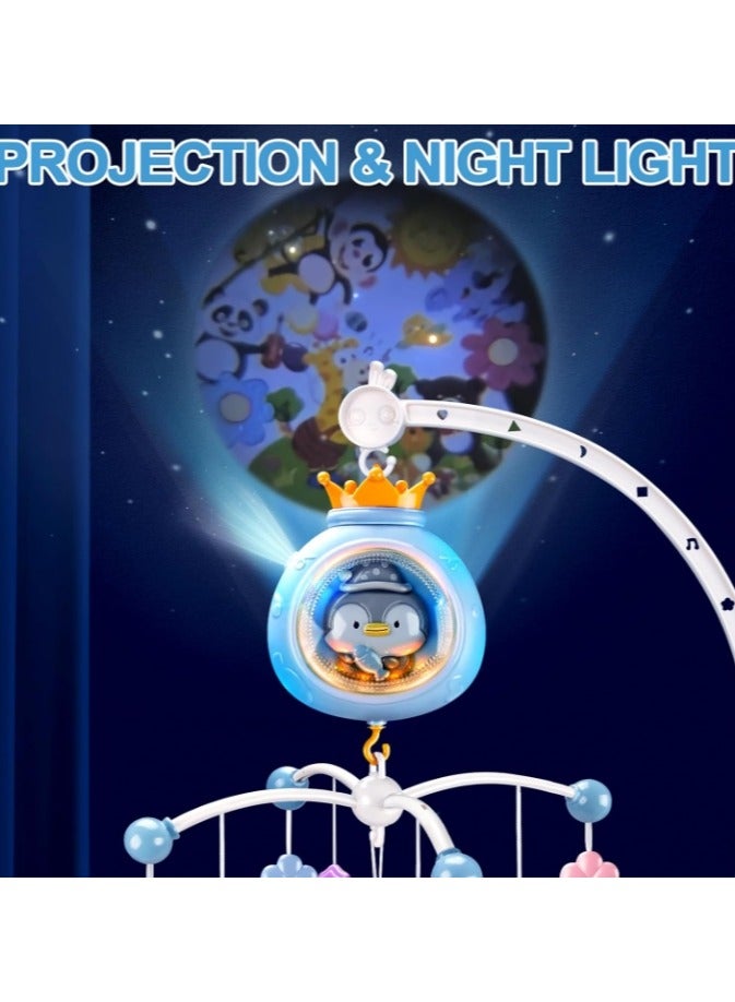 Baby Crib Mobile with Music and Lights, Mobile for Baby Crib with Rotation, oon and Star Projection, with remote control, Baby Crib Toys for Boys Girls (Blue)  - Image 4