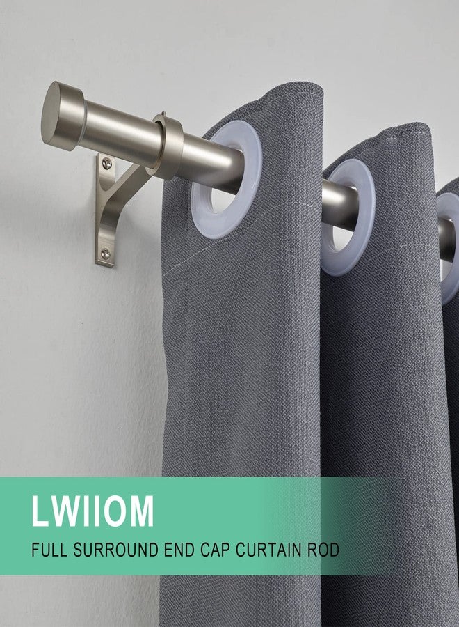 Lwiiom قضبان ستائر من النيكل المصقول من لويوم للنوافذ من 28 إلى 48 بوصة، قضبان ستائر قابلة للتعديل مع غطاء طرفي من الألومنيوم وأقواس تثبيت كاملة، قضيب ستارة نافذة مقاس 1 بوصة للتركيب على الحائط والسقف - Image 2