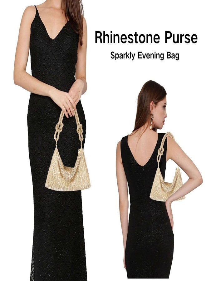 Fullishment Rhinestone Purse Sparkly Evening Bag Mini Handbags Clutch Purse for Women Wedding,Prom,Party,Club (Gold) - Image 2