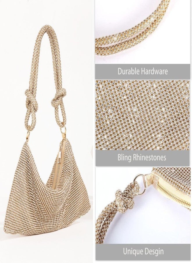 Fullishment Rhinestone Purse Sparkly Evening Bag Mini Handbags Clutch Purse for Women Wedding,Prom,Party,Club (Gold) - Image 5