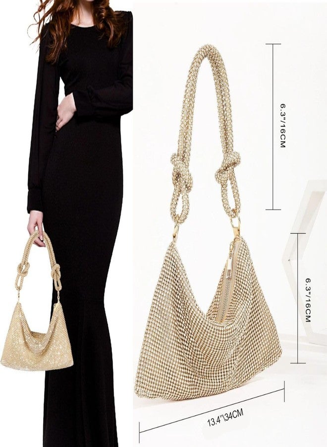 Fullishment Rhinestone Purse Sparkly Evening Bag Mini Handbags Clutch Purse for Women Wedding,Prom,Party,Club (Gold) - Image 3