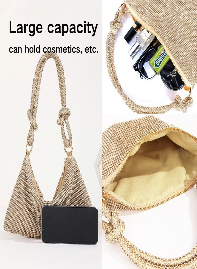 Fullishment Rhinestone Purse Sparkly Evening Bag Mini Handbags Clutch Purse for Women Wedding,Prom,Party,Club (Gold) - Image 4