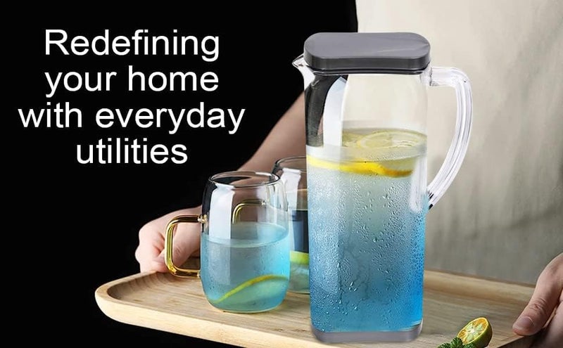 KD ZONE KD ZONE 2 Liter Water jug with Lid for Juice iced Tea Pitcher Carafe Heavy Plastic JUG Wine Milk and Beverage Set of 2 - Image 2