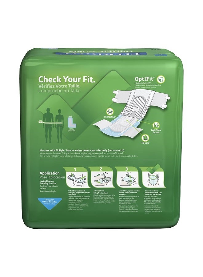 Medline FitRight OptiFit Extra+ Adult Diapers with leak stop guards, Disposable Incontinence Briefs with Tabs, Moderate Absorbency, Large, 44"-56", 20 Count (Pack of 4) - Image 3