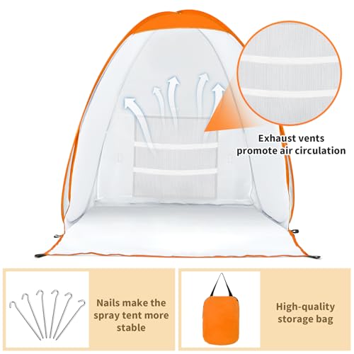 Bofoho Paint Spray Booth Tent - Portable and Foldable Spray Paint Booth Tool with Vents, Tool for Small DIY Painting, Pop-up, Windproof, Easy-to-Clean Paint Station (Orange) - Image 4