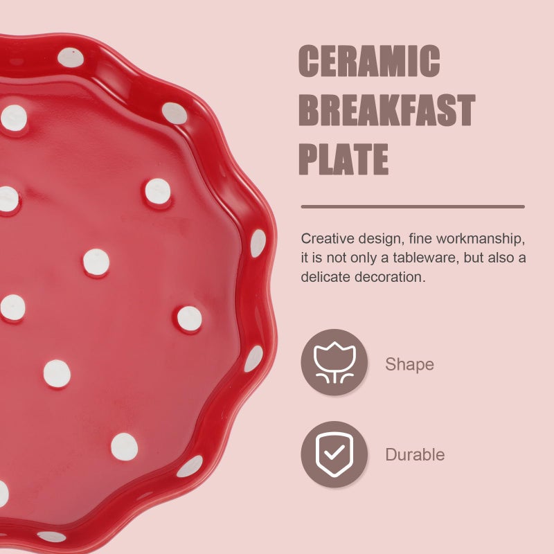 Ceramic Polka Dot Breakfast Plate Salad Dessert Plate Random Color Kitchen Use - Image 5