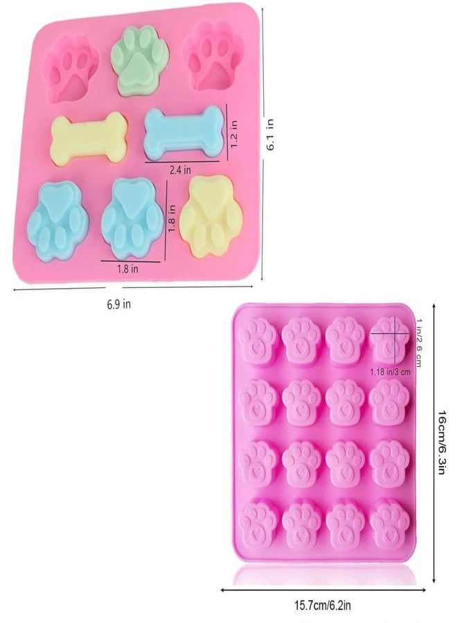 Skytail 4 Pack Puppy Dog Paw & Dog Bone Silicone Moulds Set for Baking Dog Treats Snacks Chocolate Candy Gummy Jelly Ice Cube Pet Birthday Cake Cupcake Pudding Cookie Biscuits Muffin Pan Resin Molds - Image 3