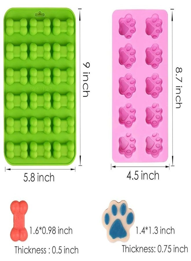 Skytail 4 Pack Puppy Dog Paw & Dog Bone Silicone Moulds Set for Baking Dog Treats Snacks Chocolate Candy Gummy Jelly Ice Cube Pet Birthday Cake Cupcake Pudding Cookie Biscuits Muffin Pan Resin Molds - Image 2