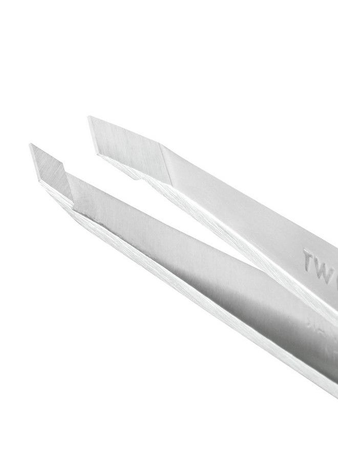 Tweezerman - Stainless Steel Slant Tweezer Eyebrow Tweezers For Women And Men (Platinum Silver) - Image 1