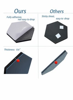 KASTWAVE Self Adhesive Bulletin Boards 10Pcs 15cm Hexagon Self Adhesive Felt Board Tiles with Push Pins Hexagon Bulletin Board for Walls Felt Cork Pin Board for Pictures Photos Memos  - Image 4