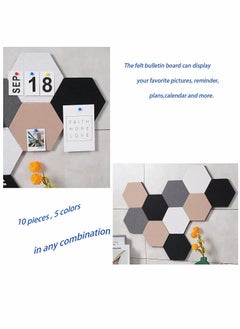 KASTWAVE Self Adhesive Bulletin Boards 10Pcs 15cm Hexagon Self Adhesive Felt Board Tiles with Push Pins Hexagon Bulletin Board for Walls Felt Cork Pin Board for Pictures Photos Memos  - Image 5