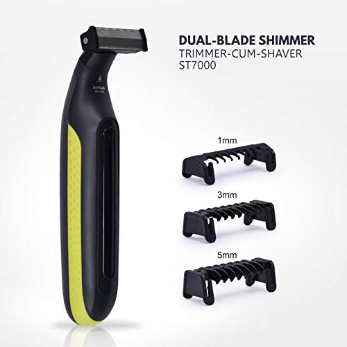 Havells UniBlade (Shaver cum Trimmer) | Rechargeable battery | 60 minutes Runtime | For Wet and Dry shave (IPX6) | 3 Trimming Combs | Travel friendly pouch | Black and Yellow | ST7000 - Image 2