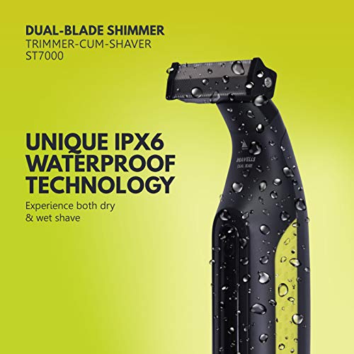 Havells UniBlade (Shaver cum Trimmer) | Rechargeable battery | 60 minutes Runtime | For Wet and Dry shave (IPX6) | 3 Trimming Combs | Travel friendly pouch | Black and Yellow | ST7000 - Image 5