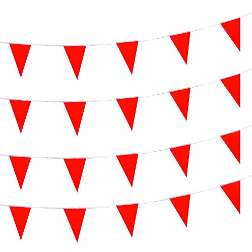 Festiko®12 Flags Solid Red Pennant Banner Flags String Triangle Bunting Flags,Decorations for Grand Opening,Birthday Party,Festival Celebration - Image 1