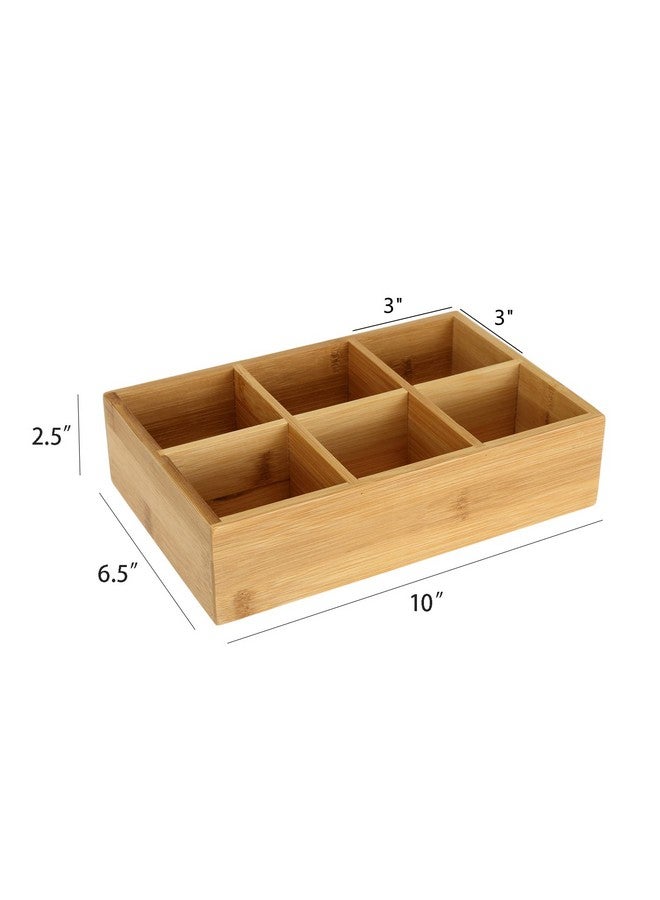Dicunoy Dicunoy 2 Pack Bamboo Tea Bag Organizer, Wood Hot Tea Bag Drawer Storage Organizer Holder with 6 Compartments, Tea Chest Box for Coffee Station, Sugar Packet, Sweeteners, Small Packets  - Image 2