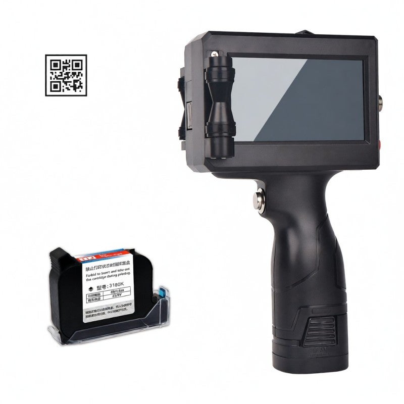 Handheld Inkjet Printer: Black 600DPI Hd 4.3-Inch Touchscreen - 2500mAh Rechargeable Battery High Capacity Ink Cartridge for Multi-Material Labeling - Image 1