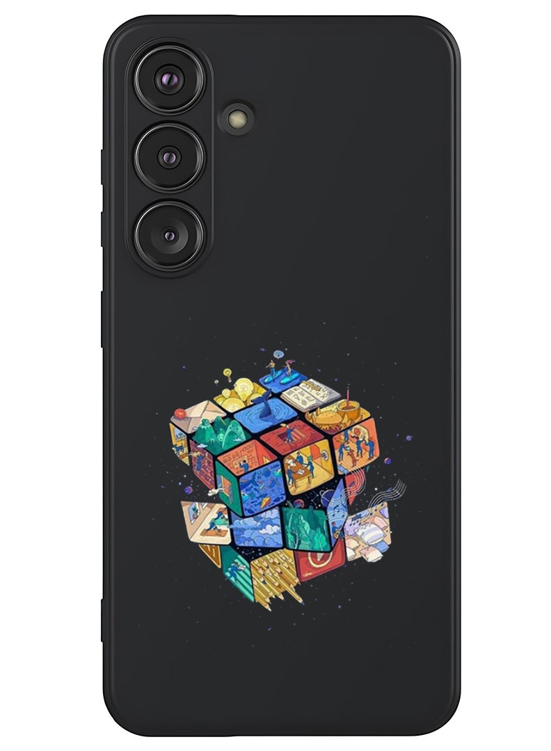 Theodor Protective Slim Fit Case Liquid Silicone Cover with Full Body Protection Anti-Scratch Shockproof Case For Samsung Galaxy S25 Plus (Black) - Cube - Image 1