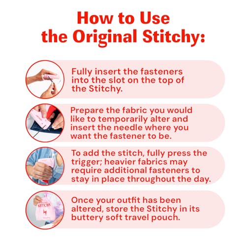 tucky Stitchy No-Sew Hemming Tool- Easy, Portable, Professional-Grade Tagging Gun for Quick, Temporary Hems on Pants, Skirts, Dresses, and Sleeves - Image 3