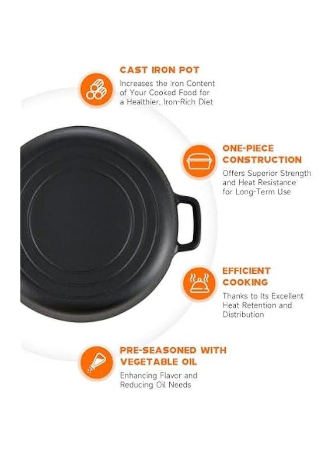 Green Tiger 2-in-1 Pre-Seasoned Cast Iron Dutch Oven with Lid, 4.8 qt Pot & 10.5 in Skillet Cookware Set with Handles & Lid Lifter, Deep Pot for Baking Stewing Roasting, Indoor & Outdoor Use - Image 1