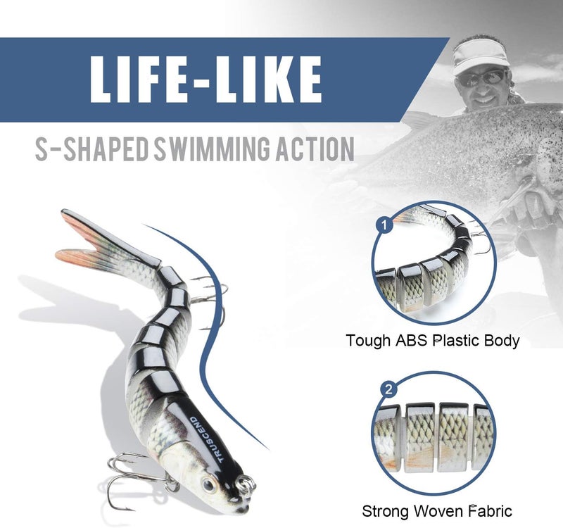 TRUSCEND Easy Catch Swimmax, Magic Noisy Turbulent Wiggling and Vibrating Actions for More Bites, Segmented Swimbait Jointed by Dyneema Strongest Fiber, Lifelike Fishing Lures for Relax Family Fishing - Image 4