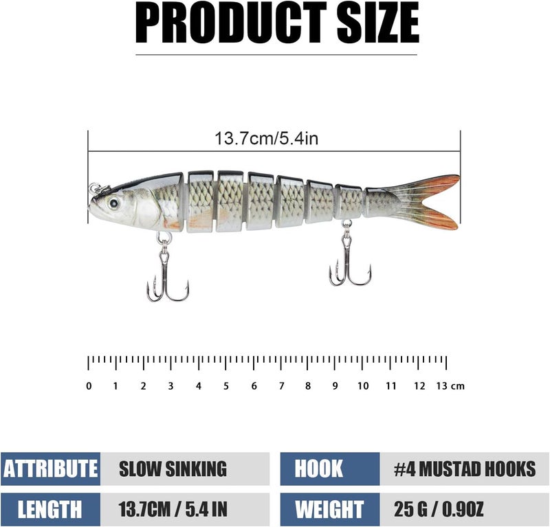 TRUSCEND Easy Catch Swimmax, Magic Noisy Turbulent Wiggling and Vibrating Actions for More Bites, Segmented Swimbait Jointed by Dyneema Strongest Fiber, Lifelike Fishing Lures for Relax Family Fishing - Image 2