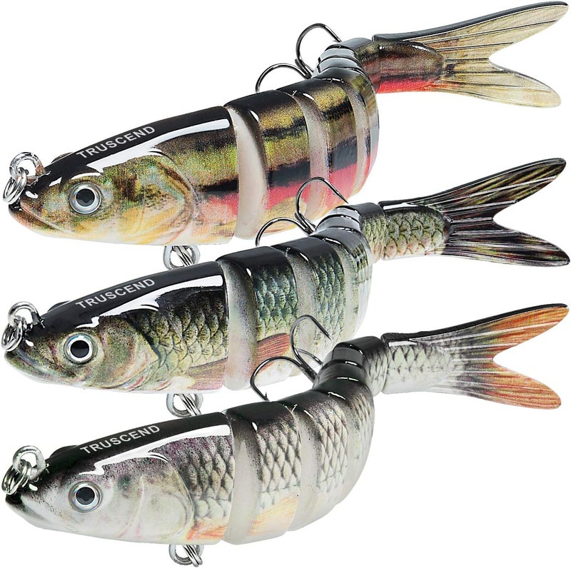 TRUSCEND Easy Catch Swimmax, Magic Noisy Turbulent Wiggling and Vibrating Actions for More Bites, Segmented Swimbait Jointed by Dyneema Strongest Fiber, Lifelike Fishing Lures for Relax Family Fishing - Image 1