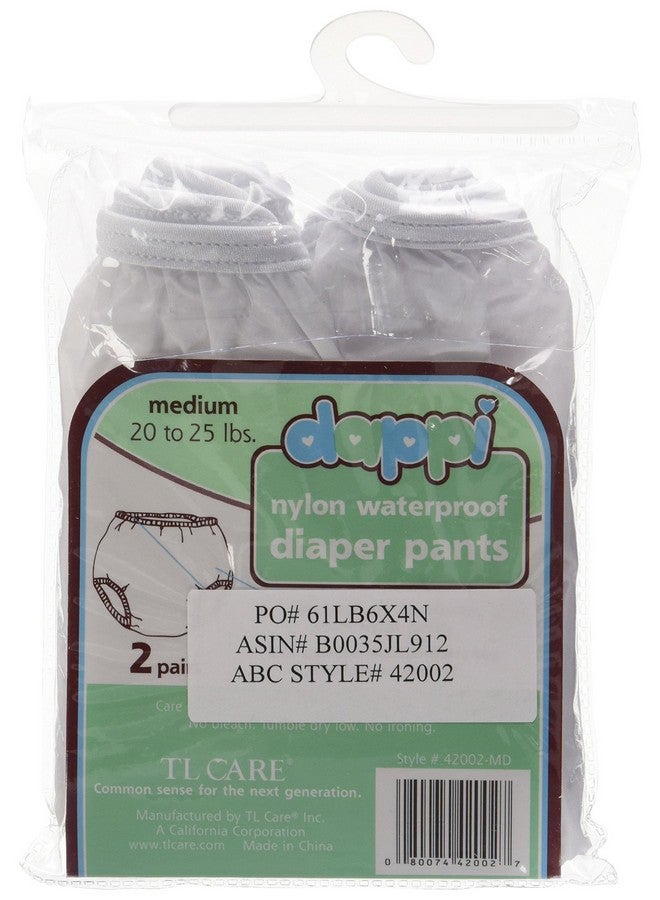 Dappi Waterproof 100% Nylon Diaper Pants, White, Medium Fits 20-25 Pounds (2 Count) - Image 3
