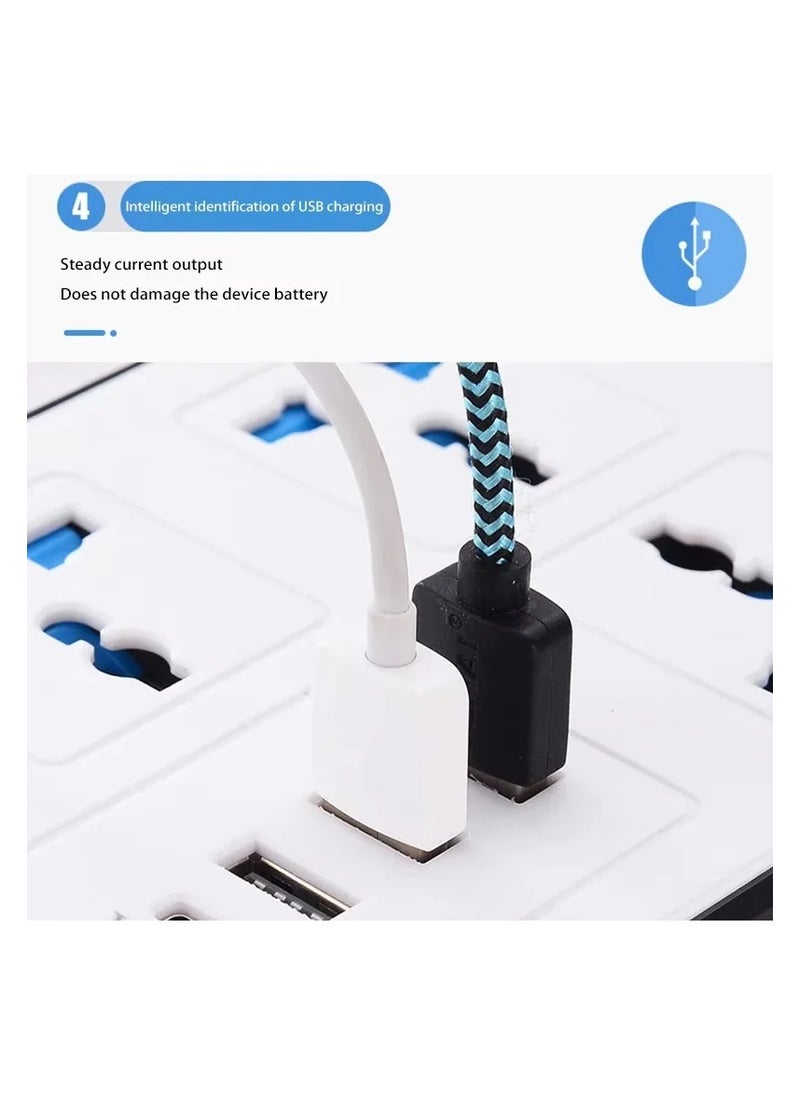 Generic - Power Extension Socket, Power Strip with USB, 3 USB Ports & 1 Type C | Independent Power Switch, Max 1A, Overload Protection & Child Safety, 2 Meter Extension Cord - Image 1
