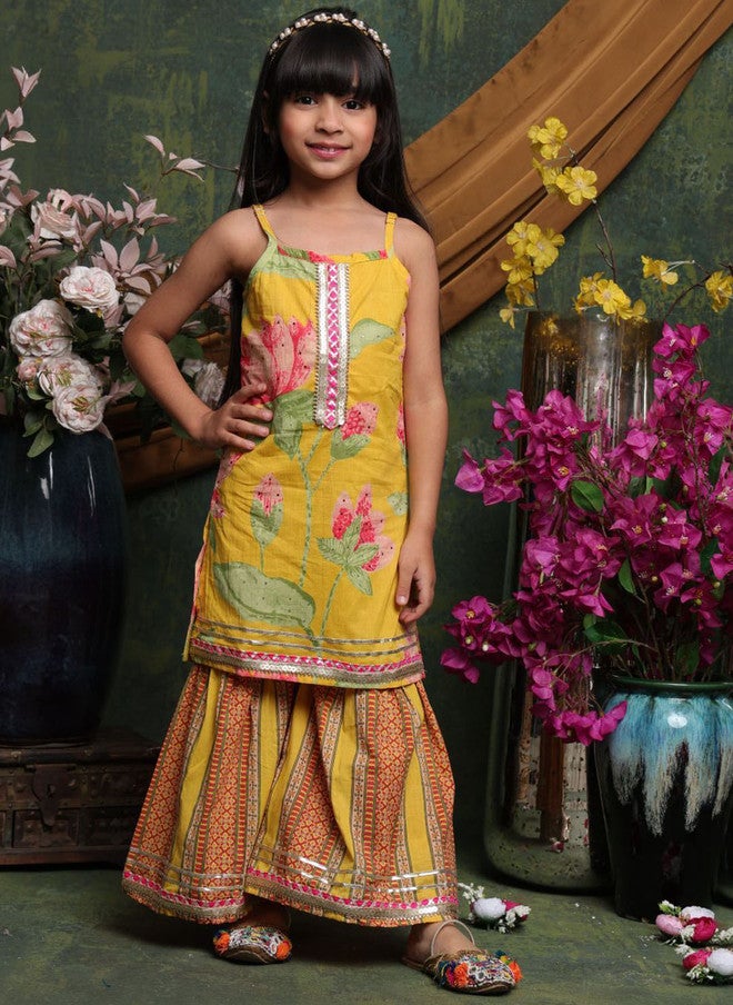 Floral Printed Pure Cotton Kurta Set for Girls