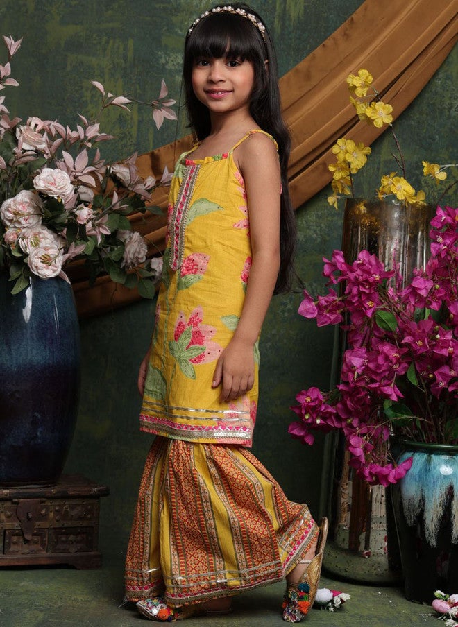Floral Printed Pure Cotton Kurta Set for Girls