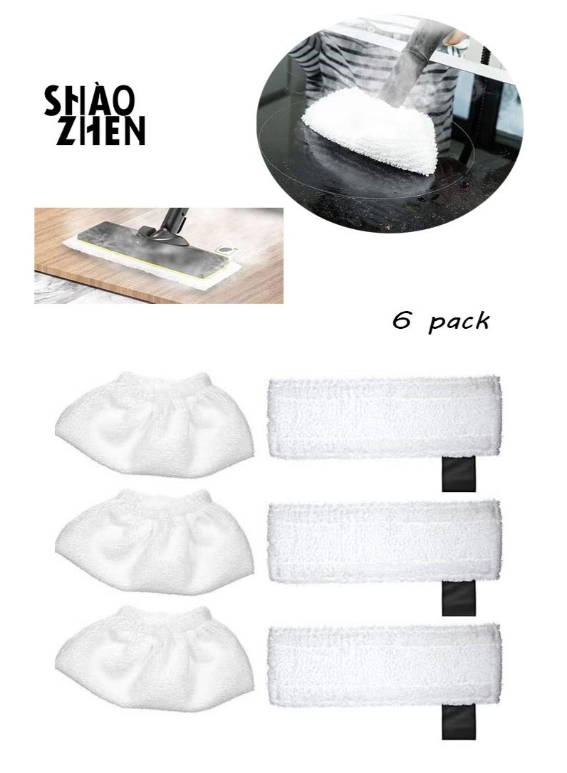 شاو تشن استبدال 6 قطع من القماش  ل Karchers SC2/SC3/SC4/SC5 منصات تنظيف الألياف الدقيقة ملحقات الملابس (ل Karchers 3 فتحات الأغلفة و Karchers 3 منصات تنظيف الألياف الدقيقة)-الأبيض - Image 1