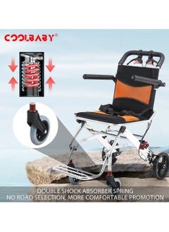 Cool Baby COOLBABY Aircraft Wheelchair. Travel Wheelchair. Ultra light Aluminum Alloy Wheelchair. Portable Folding Wheelchair. Elderly Disabled Scooter(with storage bag)  - Image 4
