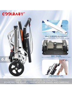 Cool Baby COOLBABY Aircraft Wheelchair. Travel Wheelchair. Ultra light Aluminum Alloy Wheelchair. Portable Folding Wheelchair. Elderly Disabled Scooter(with storage bag)  - Image 3