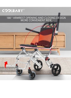 Cool Baby COOLBABY Aircraft Wheelchair. Travel Wheelchair. Ultra light Aluminum Alloy Wheelchair. Portable Folding Wheelchair. Elderly Disabled Scooter(with storage bag)  - Image 5